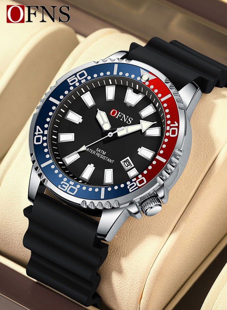 أوفنس ساعة الجديدة للرجال الفاخرة كوارتز مقاومة للماء حتى عمق 50 متر مع تقويم مضيء وساعة يد كوارتز للرجال كهدية - Image 1