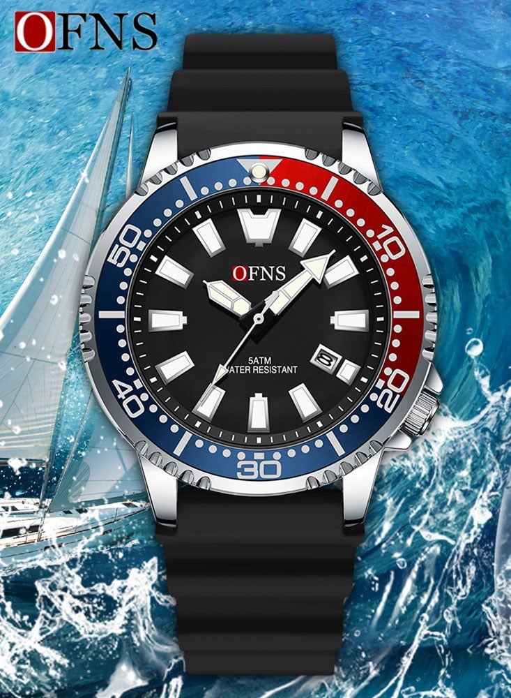 أوفنس ساعة الجديدة للرجال الفاخرة كوارتز مقاومة للماء حتى عمق 50 متر مع تقويم مضيء وساعة يد كوارتز للرجال كهدية - Image 2
