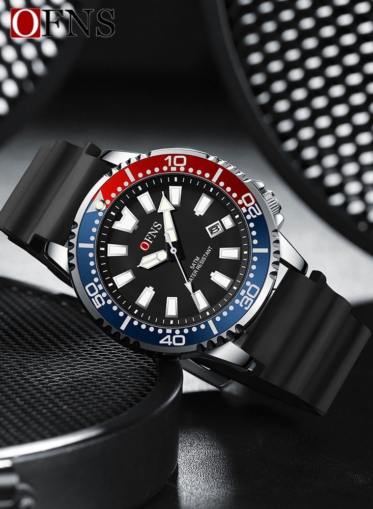 أوفنس ساعة الجديدة للرجال الفاخرة كوارتز مقاومة للماء حتى عمق 50 متر مع تقويم مضيء وساعة يد كوارتز للرجال كهدية - Image 3