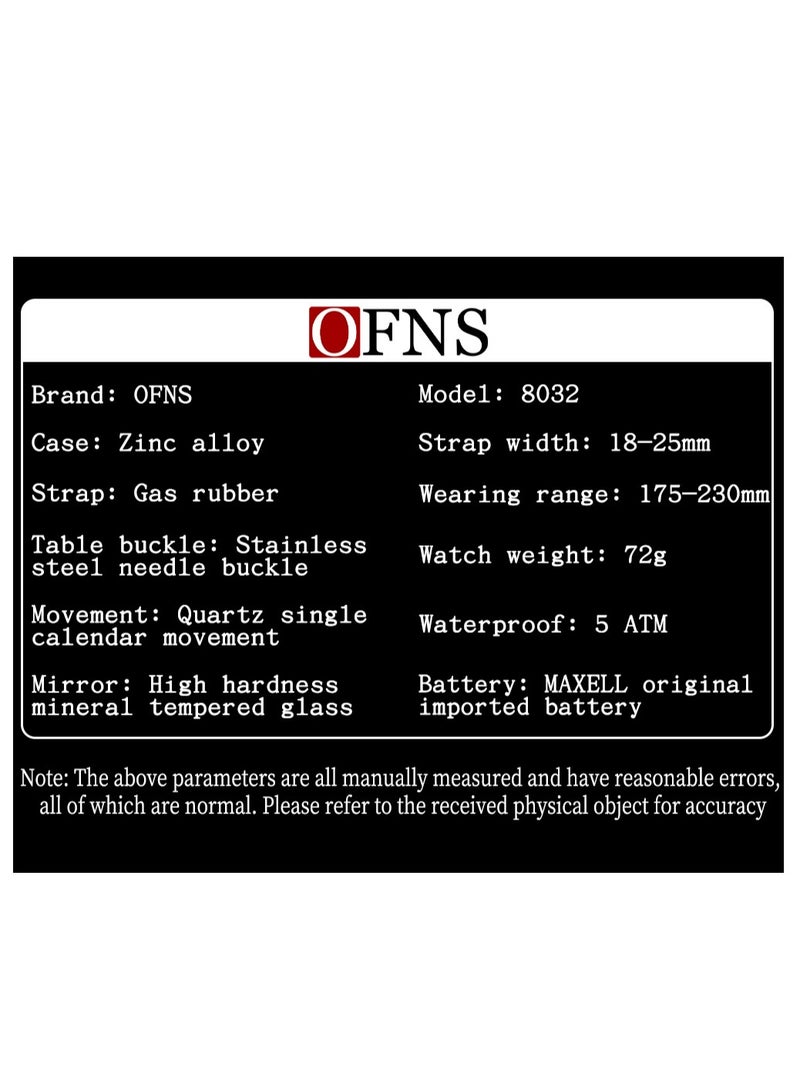 أوفنس ساعة الجديدة للرجال الفاخرة كوارتز مقاومة للماء حتى عمق 50 متر مع تقويم مضيء وساعة يد كوارتز للرجال كهدية - Image 5