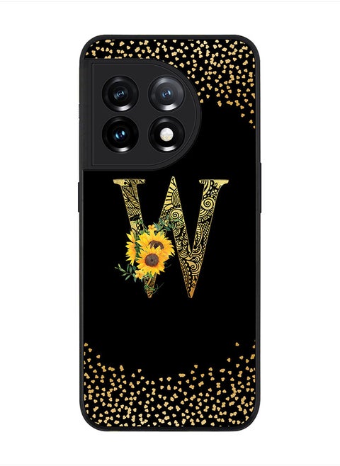 Rugged Black edge case for OnePlus 11R 5G / OnePlus Ace 2, Slim fit  - Custom Monogram Initial Letter Mandala Floral Pattern Alphabet- W  (Black )