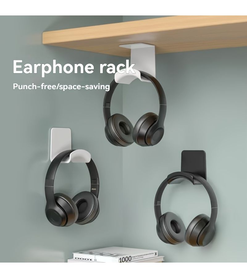 White Under Desk Gaming Headphone Holder With Adjustable Arm Clamp - Image 3