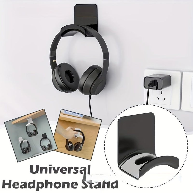 White Under Desk Gaming Headphone Holder With Adjustable Arm Clamp - Image 1