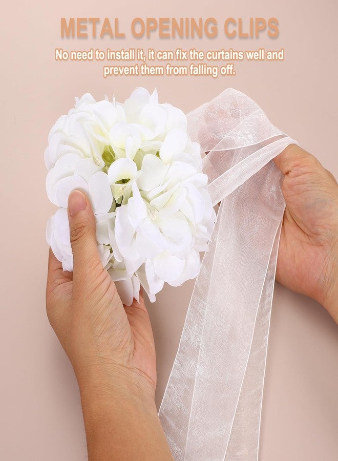 PATIKIL Flower Curtain Tiebacks, 2 Pcs Artificial Floral Decorative Drapery Holdbacks Flower Curtain Ties Backs Holdbacks for Home Office Bedroom Window Treatment, Beige - Image 4