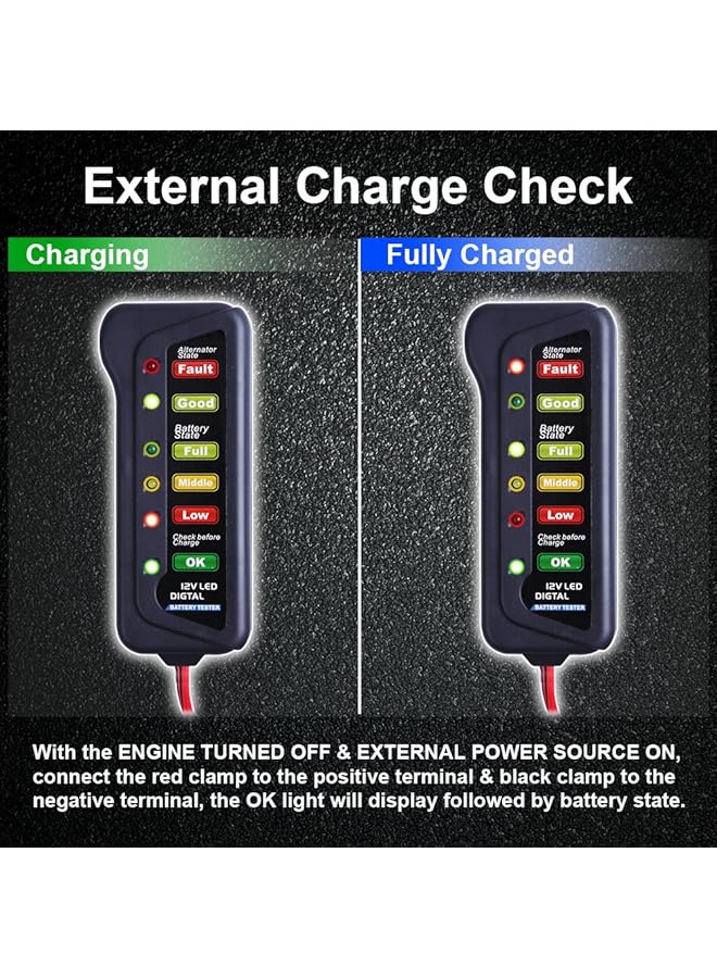 Generic 12V Car Battery & Alternator Tester - Test Battery Condition & Alternator Charging (Led Indication)  - Image 5