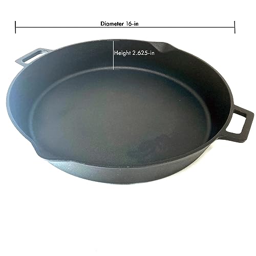 Bayou Classic 7439 16-in Cast Iron Double-Handled Skillet w/Pour Spouts Features Large Loop Handles Perfect For Breakfast Roast Pan Frying Sautéing and Baking - Image 5