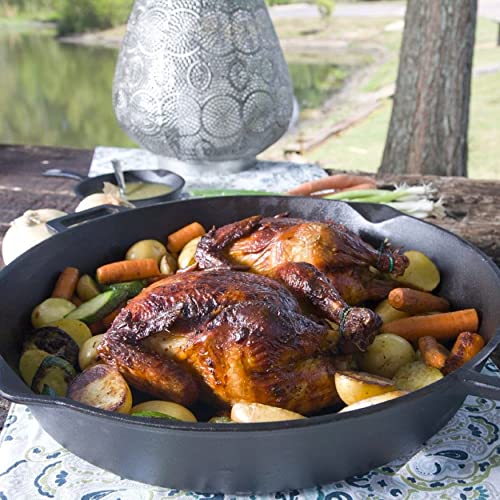 Bayou Classic 7439 16-in Cast Iron Double-Handled Skillet w/Pour Spouts Features Large Loop Handles Perfect For Breakfast Roast Pan Frying Sautéing and Baking - Image 3