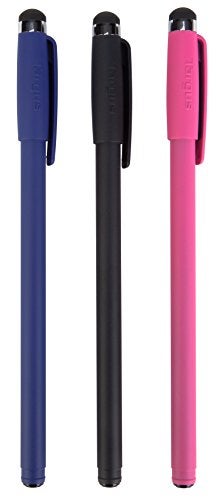 Targus Slim Stylus Pens for Tablets Smartphones Compatible with Apple iPad Samsung Galaxy All Touchscreen Devices Durable Rubber Tips 3 Pack Black Blue Red AMM0601TBUS - Image 3