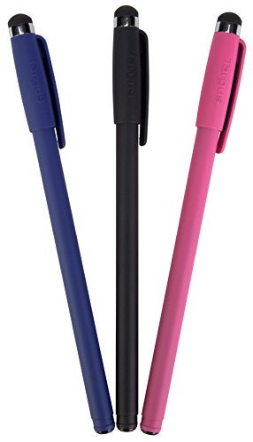 Targus Slim Stylus Pens for Tablets Smartphones Compatible with Apple iPad Samsung Galaxy All Touchscreen Devices Durable Rubber Tips 3 Pack Black Blue Red AMM0601TBUS - Image 1
