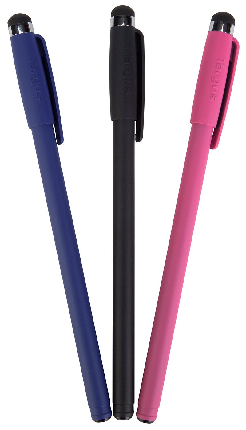 Targus Slim Stylus Pens for Tablets Smartphones Compatible with Apple iPad Samsung Galaxy All Touchscreen Devices Durable Rubber Tips 3 Pack Black Blue Red AMM0601TBUS - Image 2