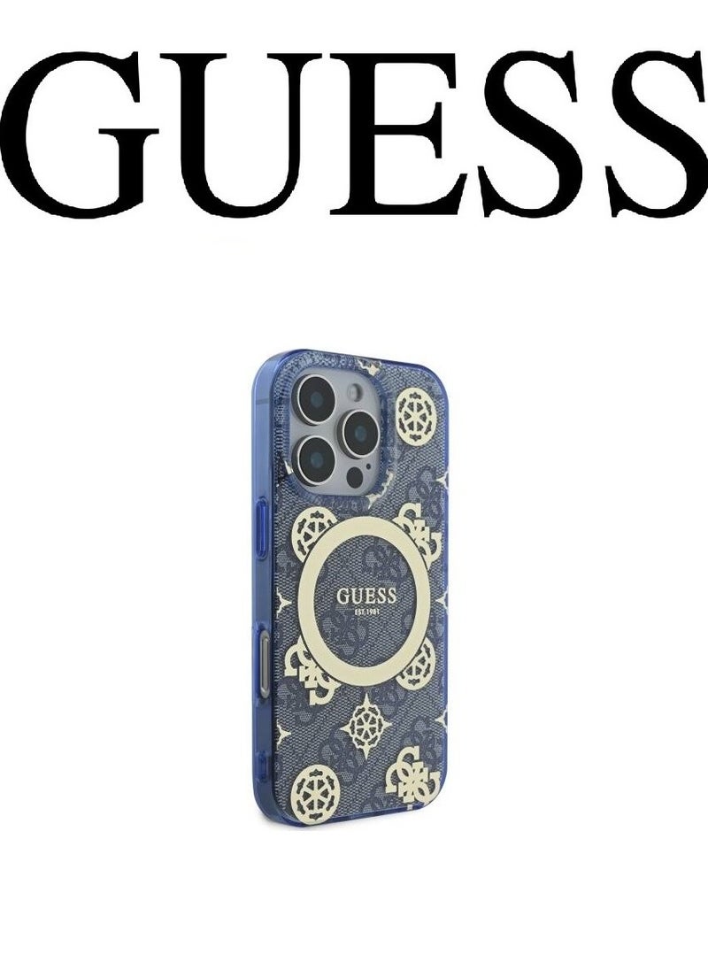CG MOBILE - iPhone 16 Pro Max Case, supports wireless charging MagSafe, transparent blue with original logo and approved design from the global brand Guess. From CG Mobile. - Image 1