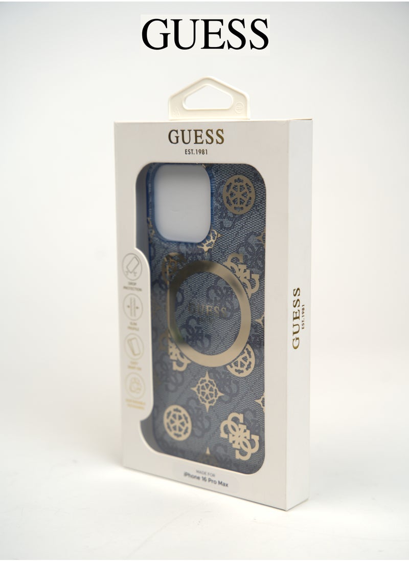 CG MOBILE - iPhone 16 Pro Max Case, supports wireless charging MagSafe, transparent blue with original logo and approved design from the global brand Guess. From CG Mobile. - Image 1