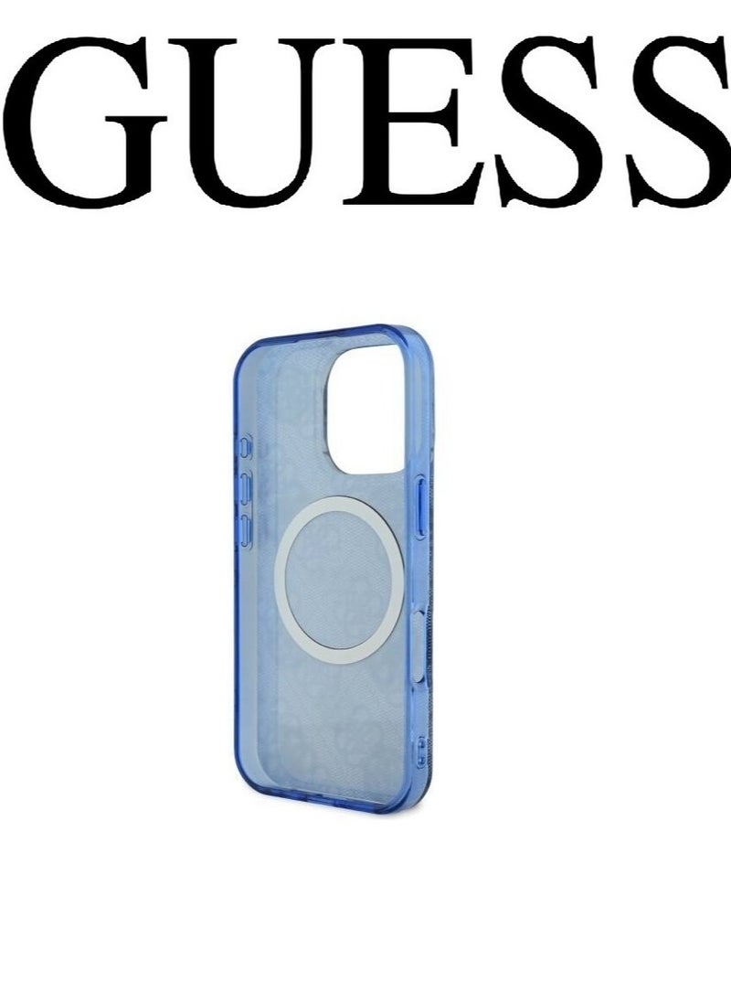 CG MOBILE - iPhone 16 Pro Max Case, supports wireless charging MagSafe, transparent blue with original logo and approved design from the global brand Guess. From CG Mobile. - Image 1