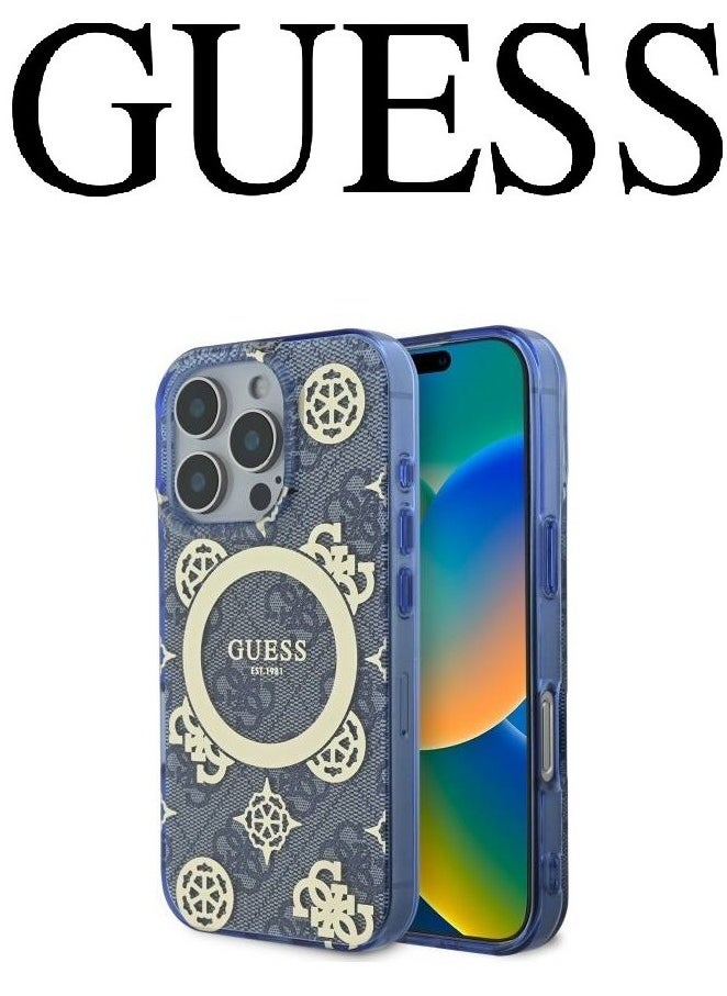 CG MOBILE - iPhone 16 Pro Max Case, supports wireless charging MagSafe, transparent blue with original logo and approved design from the global brand Guess. From CG Mobile. - Image 1