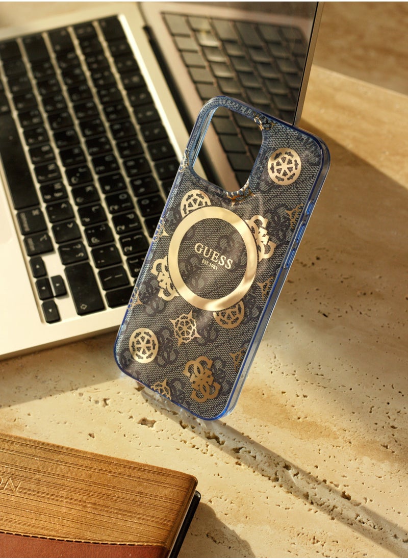 CG MOBILE - iPhone 16 Pro Max Case, supports wireless charging MagSafe, transparent blue with original logo and approved design from the global brand Guess. From CG Mobile. - Image 1