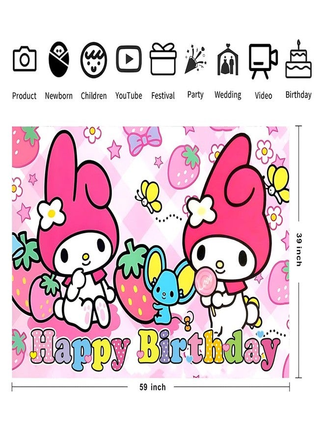 BNFUO Melody Birthday Decorations,Melody Happy Birthday Banner Backdrop for Kids Birthday Party Supplies (5x3ft) - Image 3