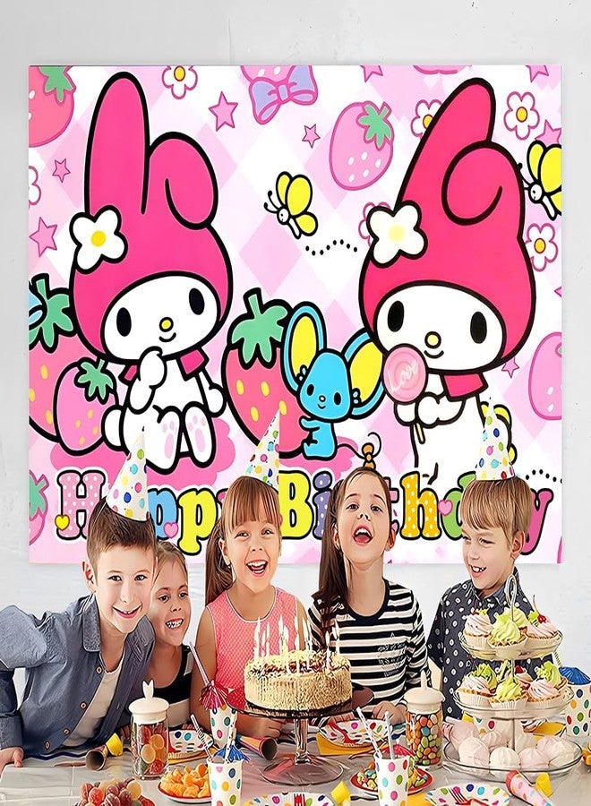 BNFUO Melody Birthday Decorations,Melody Happy Birthday Banner Backdrop for Kids Birthday Party Supplies (5x3ft) - Image 4