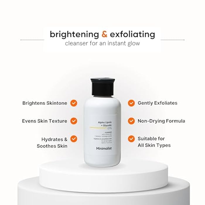 Minimalist 7% ALA & AHA Face Wash for Brightening, Exfoliating, Glow & Even Tone | With Vitamin B5 For Hydration & Glycolic Acid For Exfoliation | 3.4 Fl Oz / 100 ml - Image 2