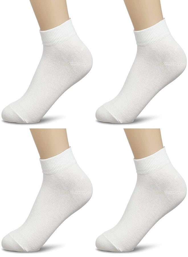 VINSON Boy's & Girl's Ankle Length Highly Stretchable Sports Socks (White)-(Pack of 4) - Image 1