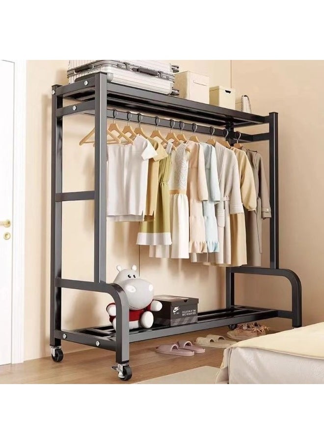 Generic - Coat Rack Floor-standing Vertical Movable Clothes Hanging Rack Thickened Indoor Clothes Hanger Household Simple Wardrobe-Color: Fixed Foot Pad 100cm White - Image 1