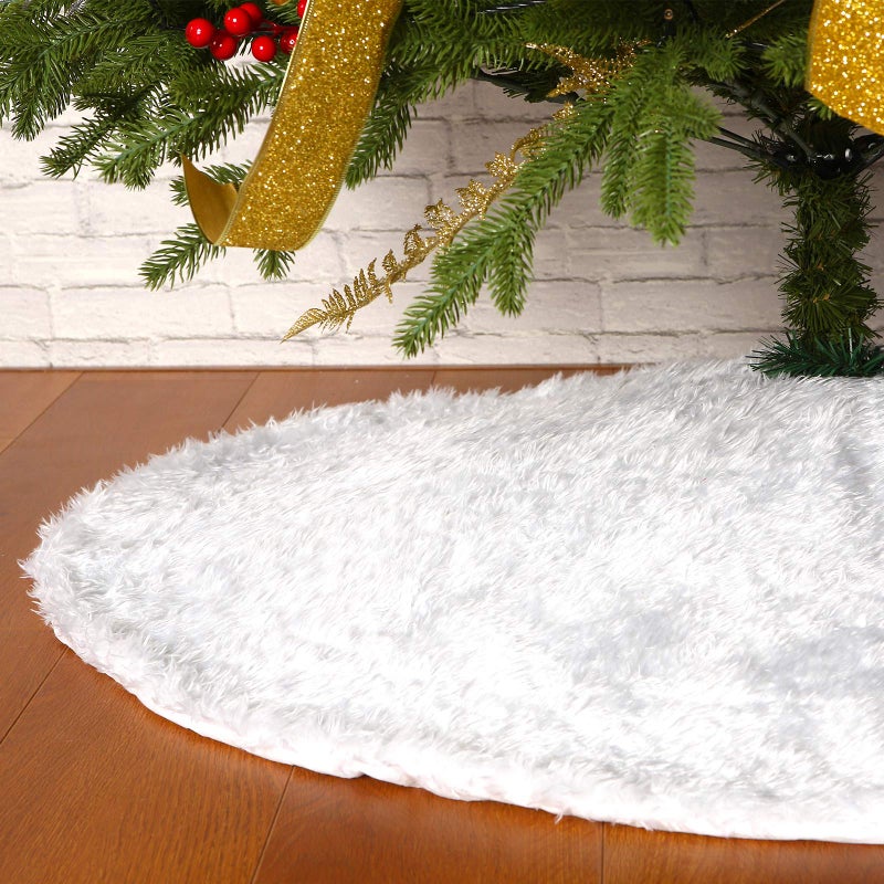 Sattiyrch Sattiyrch Faux Fur Christmas Tree Skirt 36White Xmas Decorations for 6ft Christmas Tree White 36in 