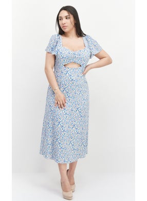 BCBGeneration Women Floral Print Midi Dress, White  - Image 1