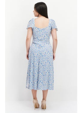 BCBGeneration Women Floral Print Midi Dress, White  - Image 4