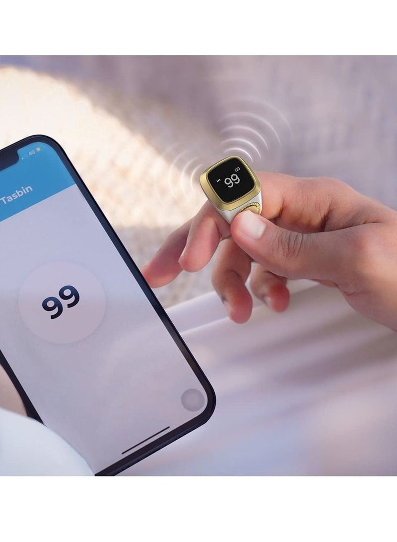 IQibla Zikr lite Smart Tasbih Tally Counter Ring Zikr Digital Tasbih 5 Prayer Time Reminder Bluetooth Black 20mm - Image 4