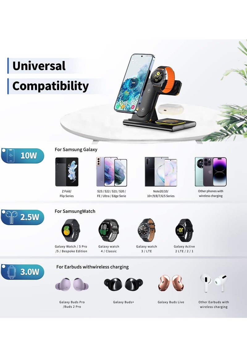 Wireless Charger for Samsung S23 Ultra, 3 in 1 Samsung Charging Station for Samsung S23+/S22 Ultra/S22/Z Fold 4/Z Flip 4, Samsung Watch Charger for Galaxy Watch 5/5 Pro/4/3/Active 2 - Image 2