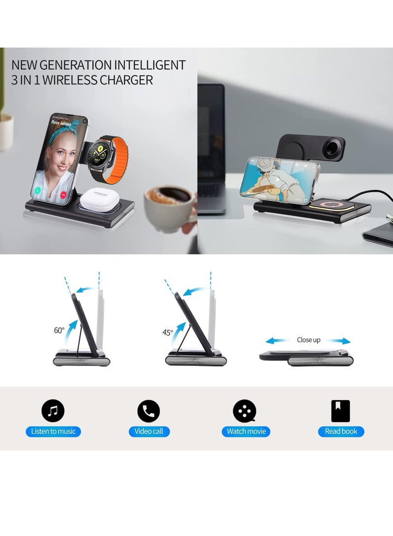 Wireless Charger for Samsung S23 Ultra, 3 in 1 Samsung Charging Station for Samsung S23+/S22 Ultra/S22/Z Fold 4/Z Flip 4, Samsung Watch Charger for Galaxy Watch 5/5 Pro/4/3/Active 2 - Image 5