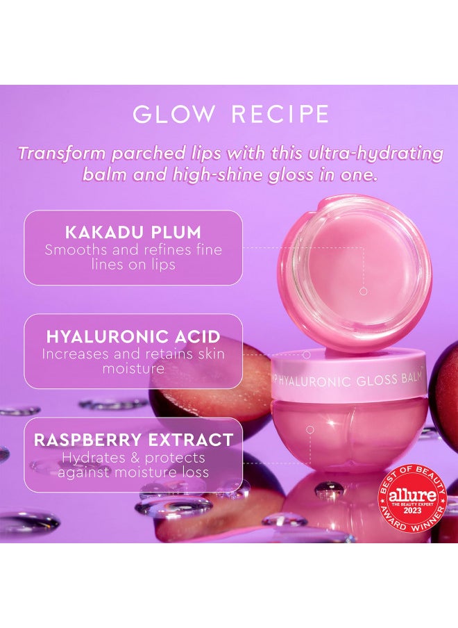 Glow Recipe Plum Plump Hyaluronic Gloss Balm - Long Lasting Lip Gloss for Dry, Parched Lips - Flavored Lip Balm for Instant Hydration with a Glossy Finish - Hyaluronic Acid & Raspberry Extract (15ml)