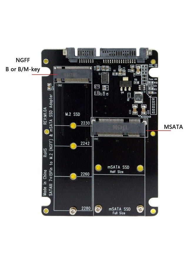 NFHK 2 in 1 Combo M.2 NGFF B-Key & mSATA SSD to SATA 3.0 Adapter Converter Case Enclosure - Image 2