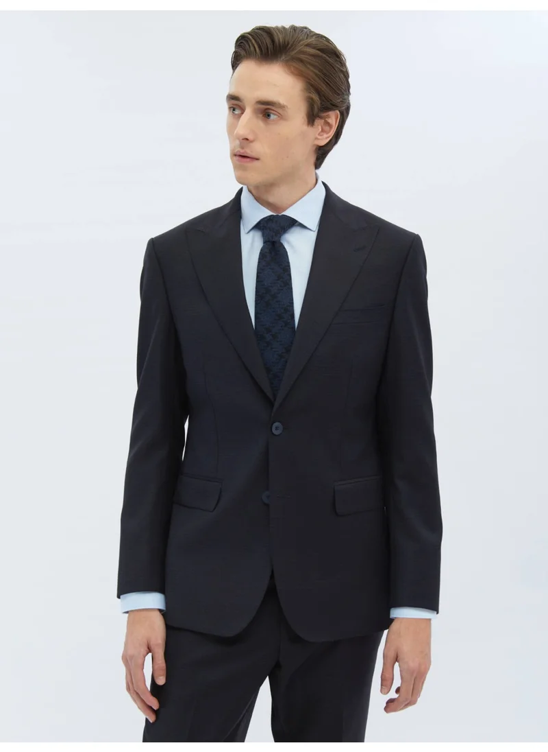 Kip Black Patterned Modern Fit Wool Blend Suit