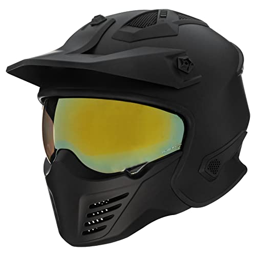 ILM خوذة دراجة نارية مفتوحة الوجه 3/4 نصفية لمركبات الموبيد ATV كروزر سكوتر DOT (حاجب ذهبي) - Image 5