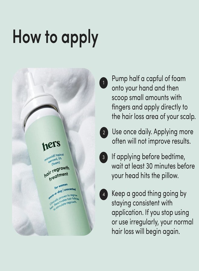 HIMS & HERS hers Topical Minoxidil Foam, 5% - Extra Strength Hair Growth Treatment for Women - Clinically Proven to Reduce Hair Loss in 3-6 Months - Unscented, 2 Month Supply, 2 Pack - Image 4