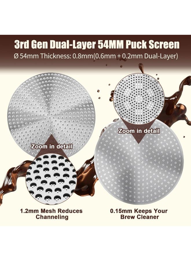 DRMBIGA 53.3mm Espresso Puck Screen 2 Pack - 3rd Generation Dual-Layer Coffee Filter Screen, Reusable Stainless Steel Espresso Filter for 54mm Portafilter Baskets - 0.8mm Thick with 150μm Fine Mesh DRMBIGA - Image 2