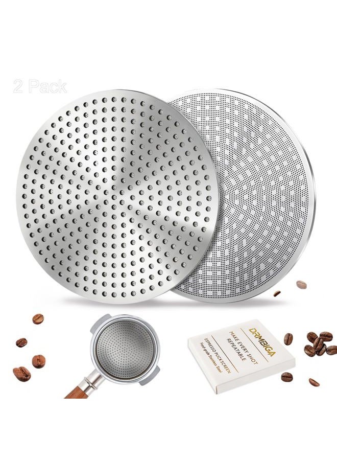 DRMBIGA 53.3mm Espresso Puck Screen 2 Pack - 3rd Generation Dual-Layer Coffee Filter Screen, Reusable Stainless Steel Espresso Filter for 54mm Portafilter Baskets - 0.8mm Thick with 150μm Fine Mesh DRMBIGA - Image 1