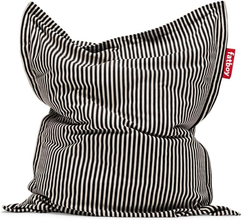 Fatboy Original Slim Terry Bean Bag | Super soft | Sturdy & durable | Washable outer bag | Designed for indoor use | 120 x 155 cm | Black Creme - Image 1