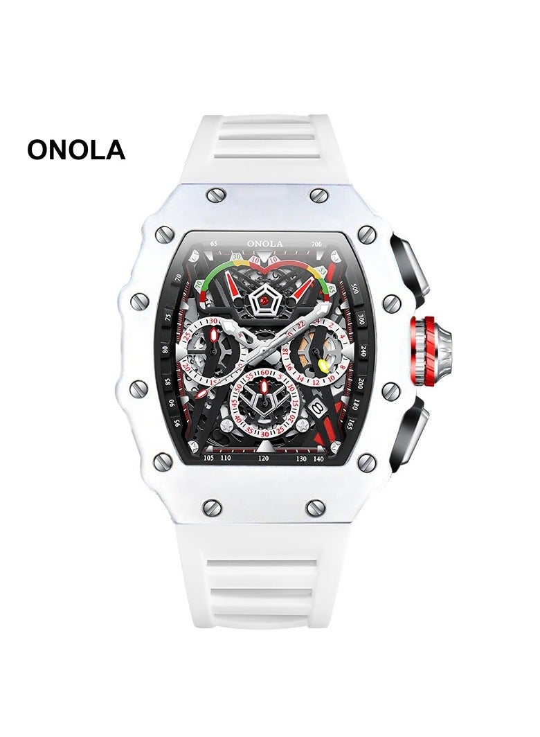 ONOLA Men's Multifunctional Stylish Sports Waterproof Silicone Strap Quartz Watch