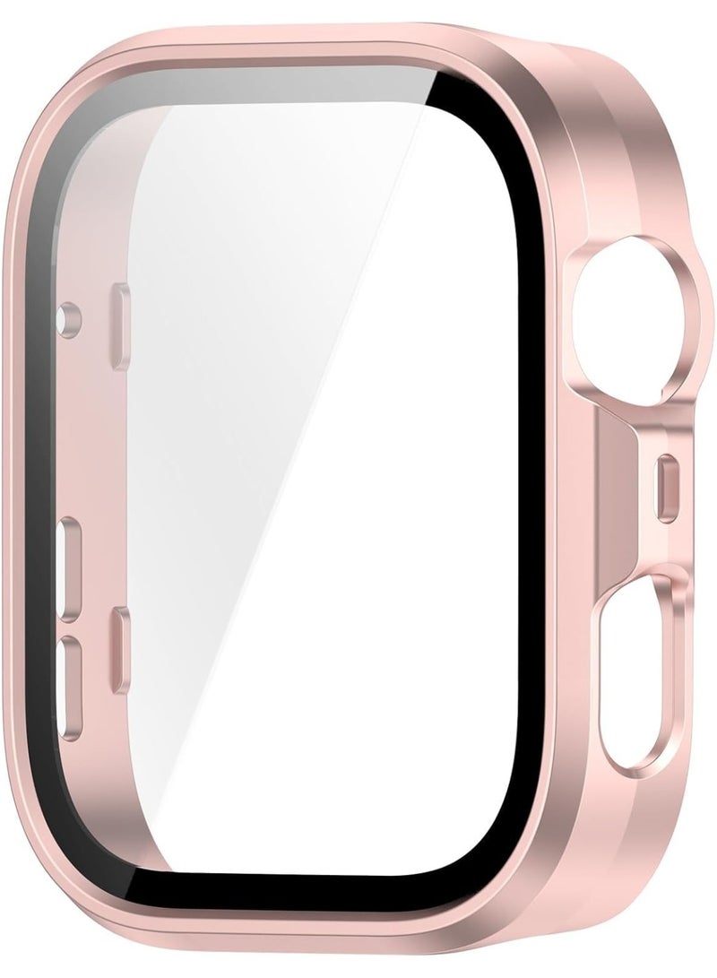 حافظة متوافقة مع ساعة هواوي واتش فيت 4 برو، حافظة صلبة رفيعة ذات تغطية كاملة مع واقي شاشة مدمج من الزجاج المقوى لساعة هواوي واتش فيت 4 برو (ذهبي وردي) - Image 2