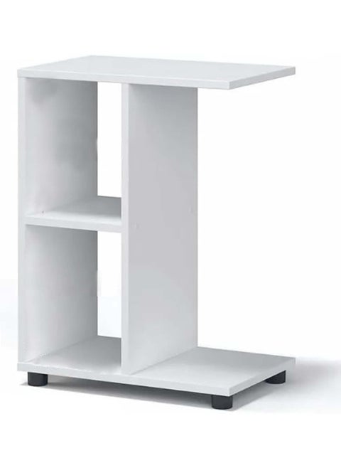 Modern White Wooden Service Table with Open Shelves