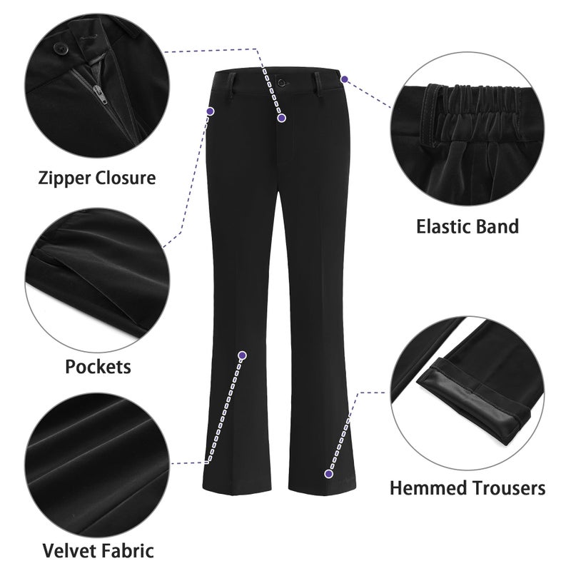 TRONSTORE Women's Velvet Suit 2 Piece Set Satin Peaked Lapel Blazer Outfits for Women Wedding Party Business-Black XS - Image 3