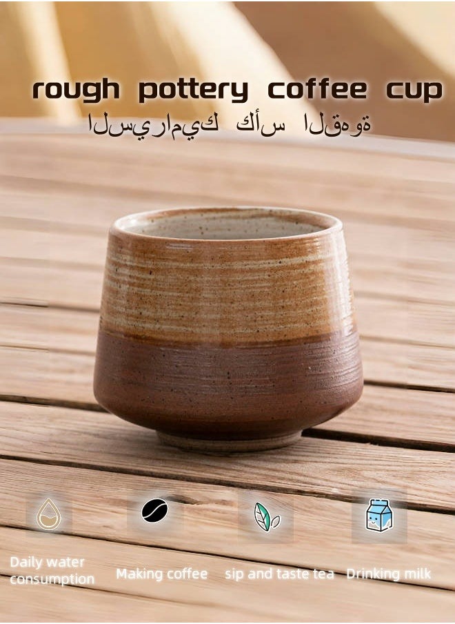 Generic Ceramic Cup，Handmade Japanese Style  Stoneware Coffee Mug，Retro Kung Fu Tea Cup，Single Cup，Rough Pottery Kiln Variable Flow Glaze Tea Cup，Latte Pull Flower Porcelain-Cup  - Image 1