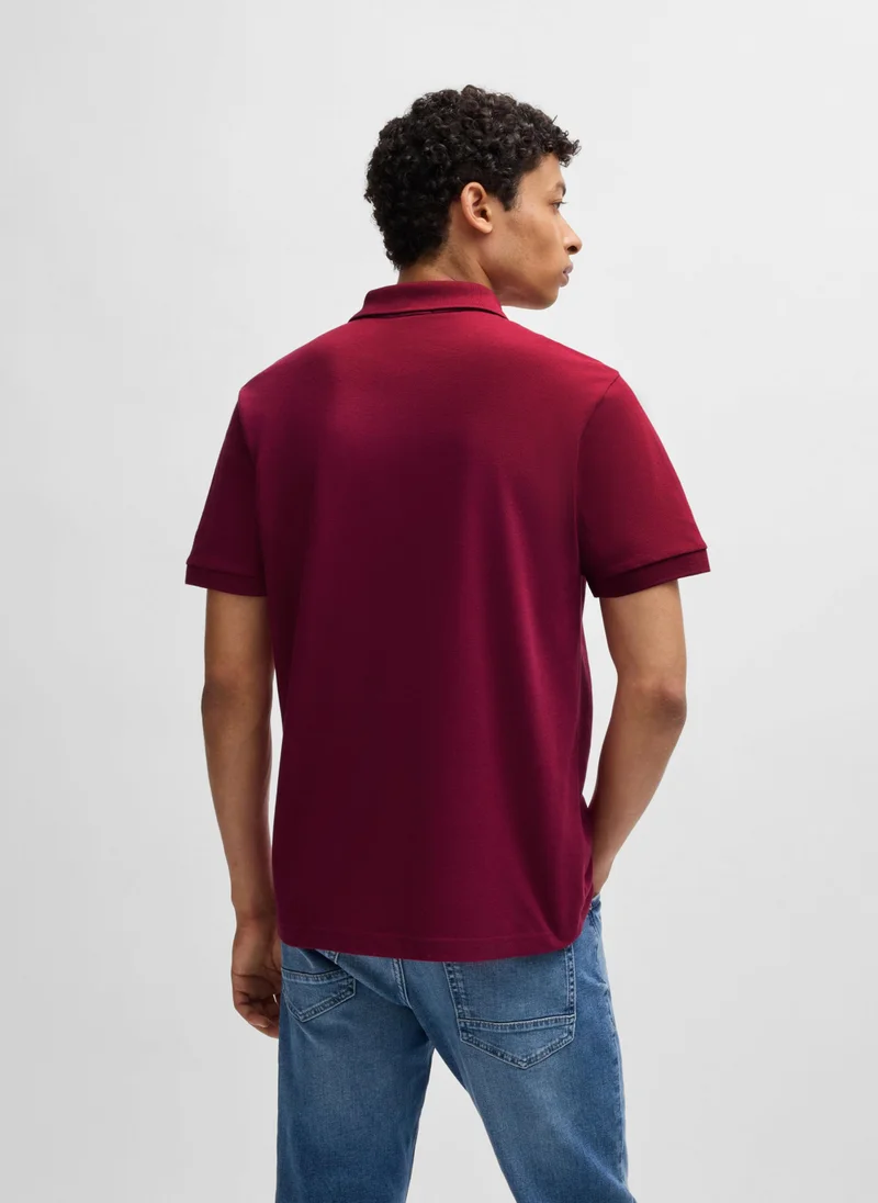 بوس Stretch-cotton slim-fit polo shirt with logo patch