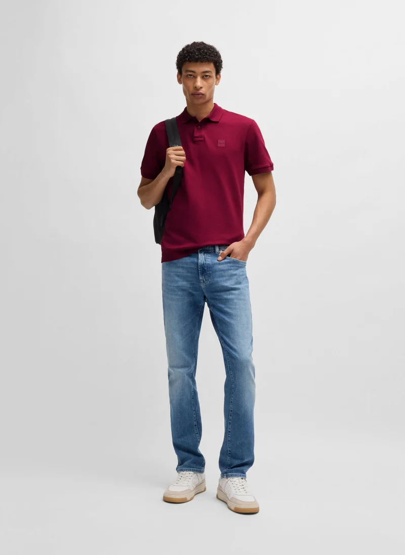 بوس Stretch-cotton slim-fit polo shirt with logo patch