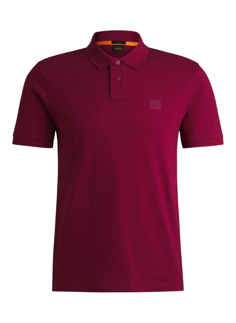 بوس Stretch-cotton slim-fit polo shirt with logo patch