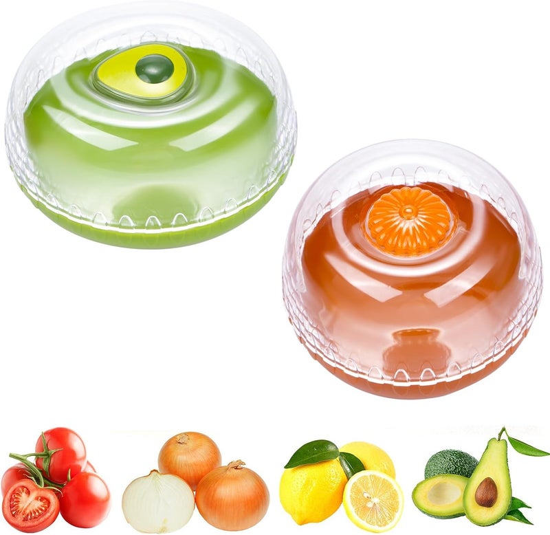 Luckam Fruit and Vegetable Storage Containers with Lids, Reusable Plastic Crisper Box for Refrigerator, Avocado and Onion Saver, Ideal for Keeping Fresh, 2 Pack - Image 1