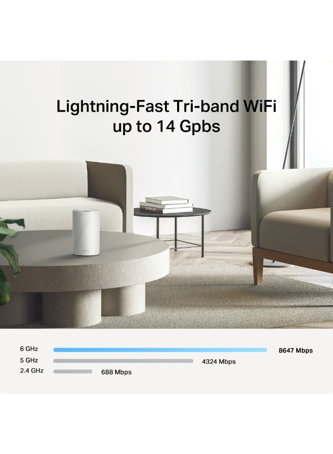 TP-LINK Deco BE14000 Tri-Band Whole Home Mesh WiFi 7, 10Gbps Port, MLO, 320 MHz, 6 GHz, Seamless AI Roaming, HomeShield Security, Gaming & Streaming, Smart Home, Parental Control, Deco BE68(3-Pack) white - Image 5
