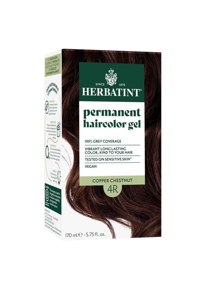 Herbatint Permanent Hair Dye For Women - 4R Copper Chestnut - For Up To 100% Gray Coverage of Resistant Gray Hair - Ammonia-Free, Alcohol-Free & Vegan - Salon Influenced Hair Color 5.75 fl oz - Image 1