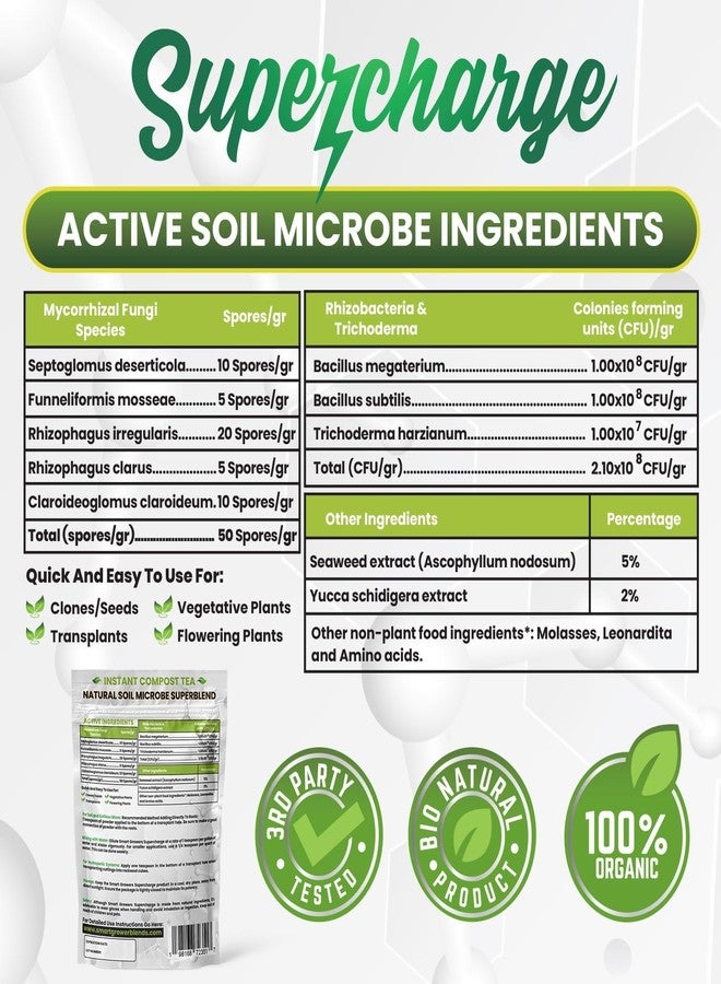 Smart Grower Mycorrhizal Fungi with Beneficial Bacteria, Trichoderma, Sea Kelp, Molasses, Yucca, Smart Grower Supercharge Plant Root Enhancer 8oz Super Concentrate Powder Makes 100 Gallons - Image 4